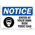 Signmission OSHA Sign, 12" H, 18" W, Aluminum, Enter At Your Own Risk Toxic Gases Sign With Symbol, Landscape OS-NS-A-1218-L-12069